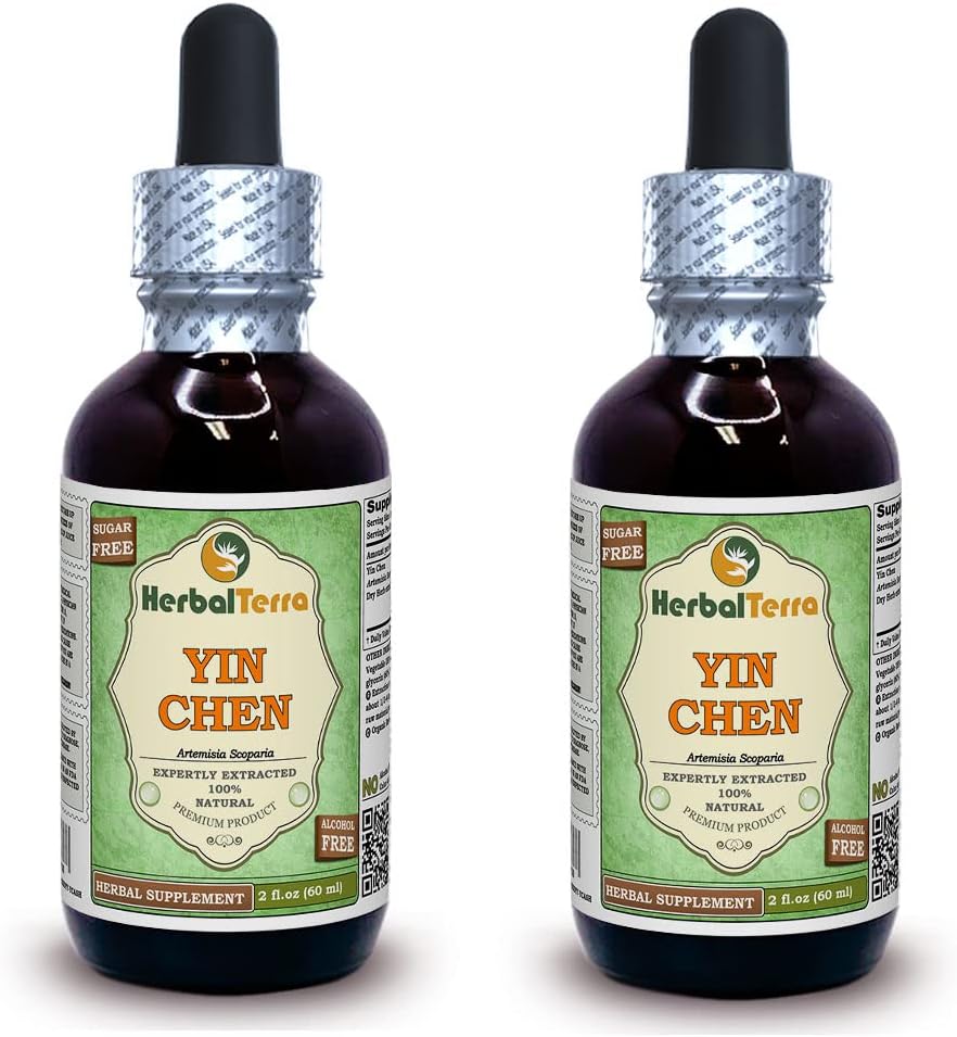 Yin Chen, Capillary Wormwood (Artemisia Scoparia) Glicerite, Extract lichid de plante uscate de alcool-FREE (Brand name: HerbalTerra, Proudly made in USA) 2x2 fl.oz (2x60 ml)