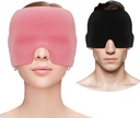 Migrenă Capac de ajutor pentru dureri de cap, Gel de răcire ochi Masca, Migrene Migrene Relief Cap Hot & terapia rece Hat Hat Mask Odorless Migrene Pălărie de cap pentru Sinus, Puffy Eyes, Tensiuni, Stres Relief - Roz