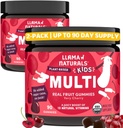 Llama Naturals Kids Multivitamine Gummies, Vegan, Organic cu vitamina D, C & K, Toddler Real Fruit Gummy Vitamine, Chembable Supplement, Whole Food Multivitamine, No Added Sugar Cane, Cherry, 2 Pk