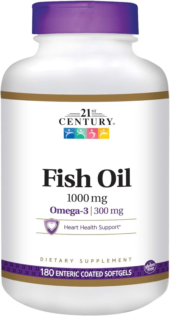 21st Century Fish Oil 1000 mg Enteric Coated Softgels, 18000Count (Pachet de 2)