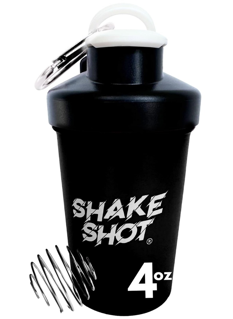 Black - 4oz Mini sticla Shaker pentru antrenament pre, Creatina, suplimente mici Scoop (Nu pentru proteine) Clip & Shaker Ball