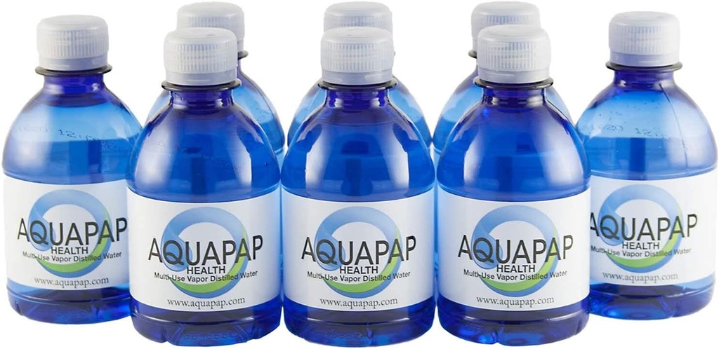 AQUAPAP Health Neti Pot Irigation Nasal Vapor Distilled Water 8 Pack of 8 oz Single Serve Sticle (Water Does not Include neti Pot)