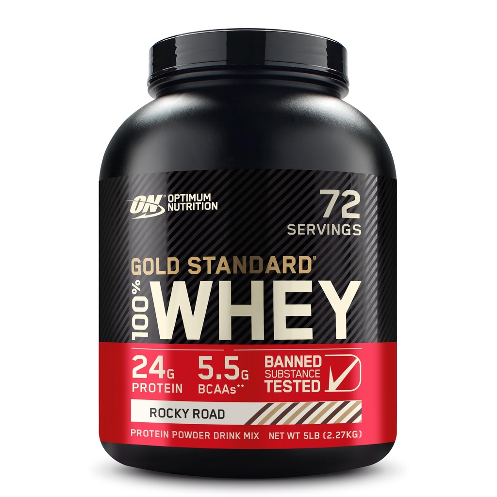 Optimum Nutrition Gold Standard 100% Whey Proteine Powder, Rocky Road, 5 Pound (Packaging May Vary)