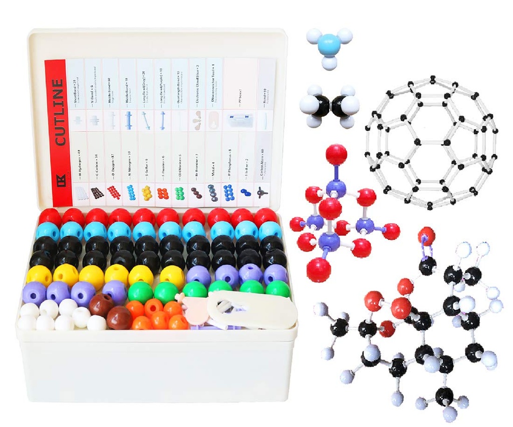 Kit model molecular LINKTOR (444 piese), student sau profesor Set pentru învățarea chimie organică și organică, Entuziasm motivațional pentru învățarea și creșterea imaginației spațiale, un set Fullerene