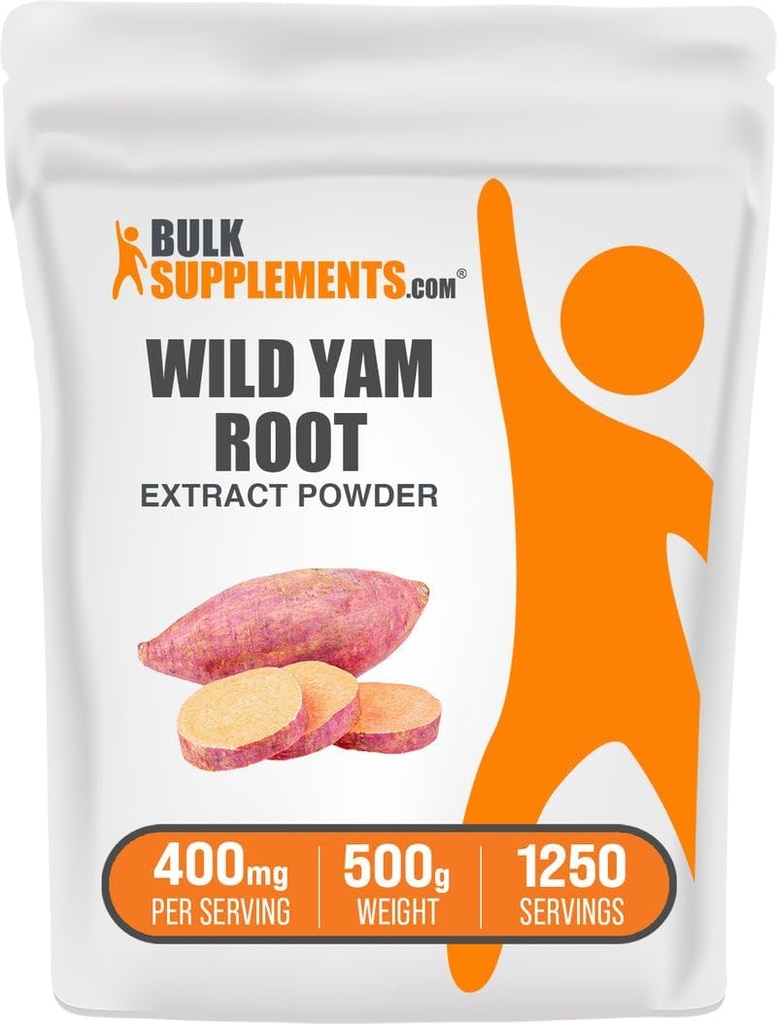 BulkSupplements.com Wild Yam Extract pulbere - de la rădăcină, Herbal Supliment, Wild Yam supliment - gluten gratuit, 400 mg pe servire, 500g (1.1 lbs) (Pachet de 1)