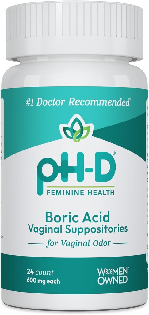 pH-D Feminin Health - 600 mg Acid boric - Femeie deținută - pentru uz vaginal Odor - 24 Conte