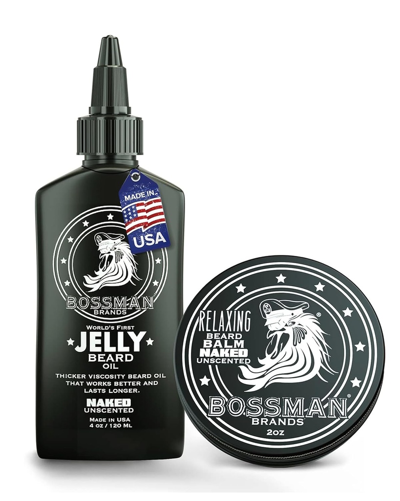 Bossman Beard Oil Jelly and Relaxing Beard Balm Combo- Naked Scent