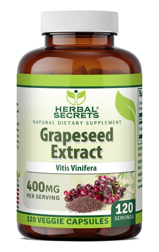 Secrete vegetale Extract de semințe de struguri 400 mg 120 capsule vegetale - non-GMO - gluten gratuit