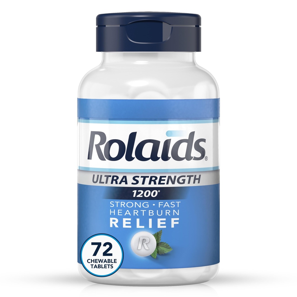 Rolaids Ultra Putere Antiacid Comprimate masticabile, mentă, 72-Count