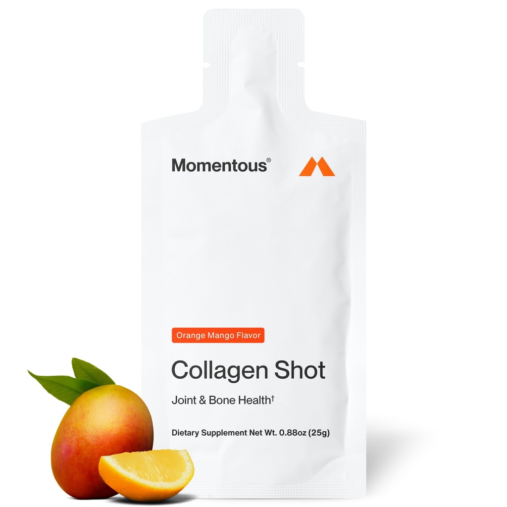 Momentous Colagen Shot Supliment - Hidrolyzed bovine Colagen & Vitamina C pentru a ajuta la sprijinirea comun, Bone, & Connective Sanatate tesutului - NSF Certified for Sport - Mango Orange - 25g/Serving - 15 Serviri