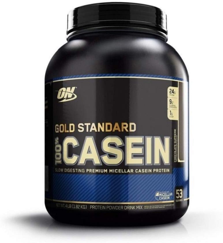 Optimum Nutriție aur standard 100% Micellar Casein Proteine pulbere, Digesting lent, ajută să vă păstrați complet, Overnight Recovery musculare, Ciocolata Supreme, 4 Lire (Packing May Vary)