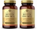 Solgar Biotin 5000 mcg - 50 Capsule vegetale, Pachet de 2 - Suporturi Sanatos Piele, Nails & Hair - Non-GMO, Vegan, Gluten Free, Dairy Free, Kosher - 100 Serviri totale