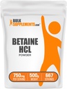 BulkSupplements.com Betaine HCl pulbere - Betaine clorhidrat Supliment, suport digestiv - Gluten gratuit, 750 mg per Serving, 500g (1.1 lbs) (Pachet de 1)