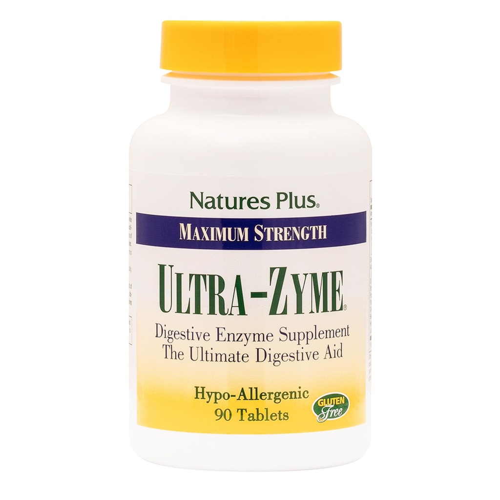 NaturasPlus Ultra-Zyme - 90 comprimate - Supliment enzimatic pentru a sprijini digestia sanatoasa - Gluten gratuit - 45 Serviri