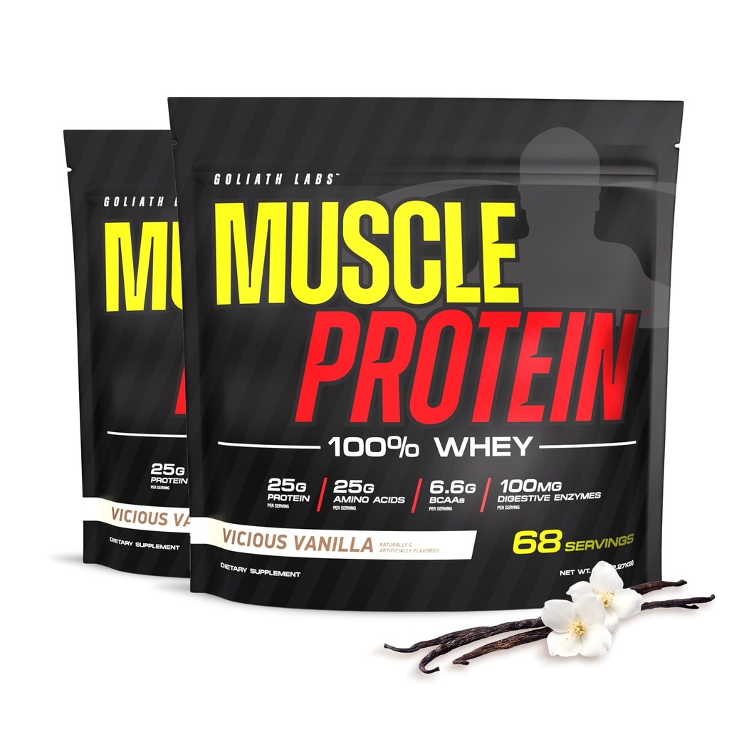 COLOSSAL LABS Muscle Whey Proteina arovă pulbere de proteine, 25,000 mg Aminoacidi / Serving, Rece Filtrat (Packing May Vary) (10 lira (Pachet de 2, Vanilie)