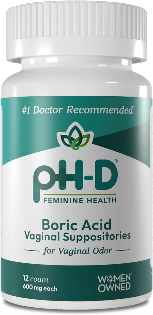 pH-D Asistenţă medicală feminină - 600 mg Acid boric - Femeie deţinută - pentru uz vaginal Odor - 12 Număr