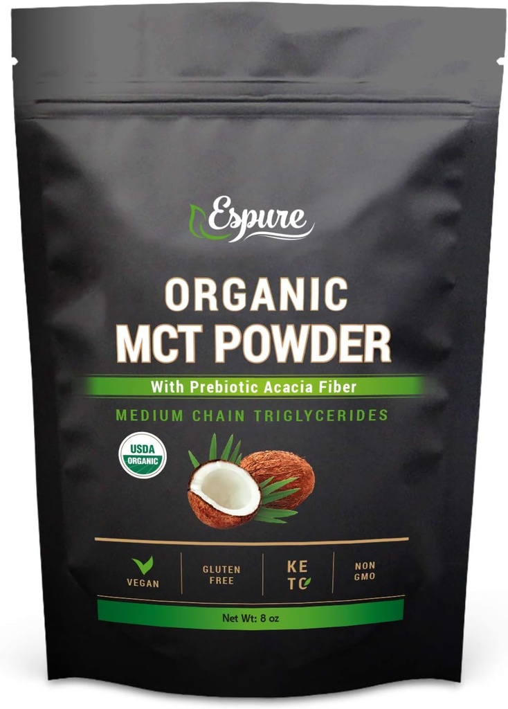 Pudră organică MCT - USDA Certified, with Prebiotic Acacia Fiber; Keto Friendly, Vegan, Gluten Free; 8oz