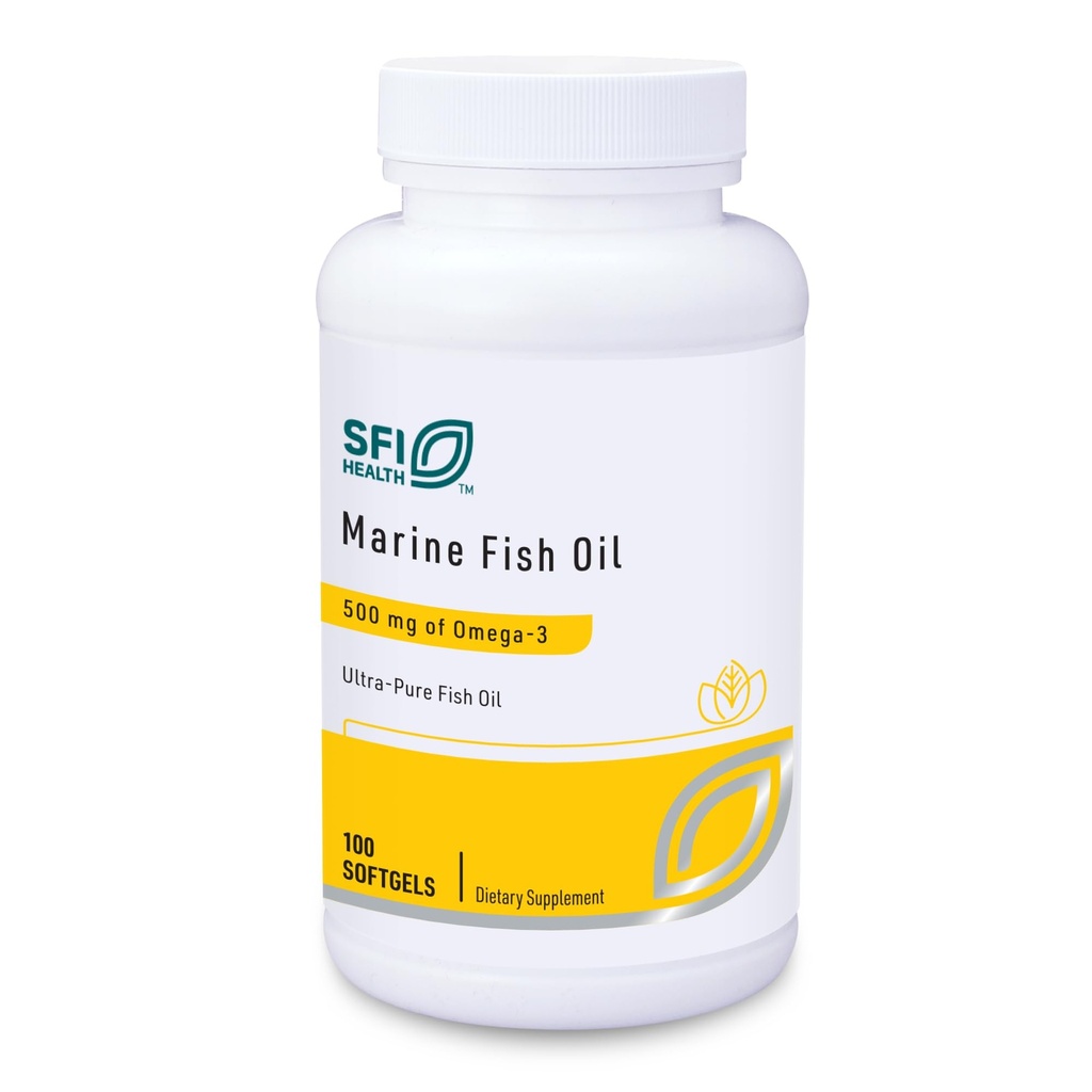 Klaire Labs SFI Sănătate ulei de pește marin - Ultra Pure 300 Milligrame EPA & 200 Milligrame DHA Omega 3 ulei de pește nearomat cu gust de pește, Cholesterol-Free & Gluten-Free (100 Softgels)