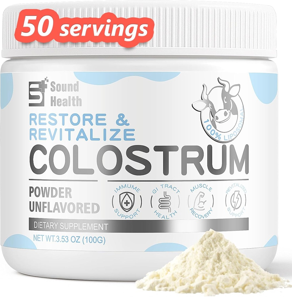 SunetHealth Colostru Supliment pulbere pentru oameni - Organic Bovine Colostru Supliment pentru Sănătatea Gutului, Părul de creștere, Frumusețe, și suport imunitar - Nearomat (146g)