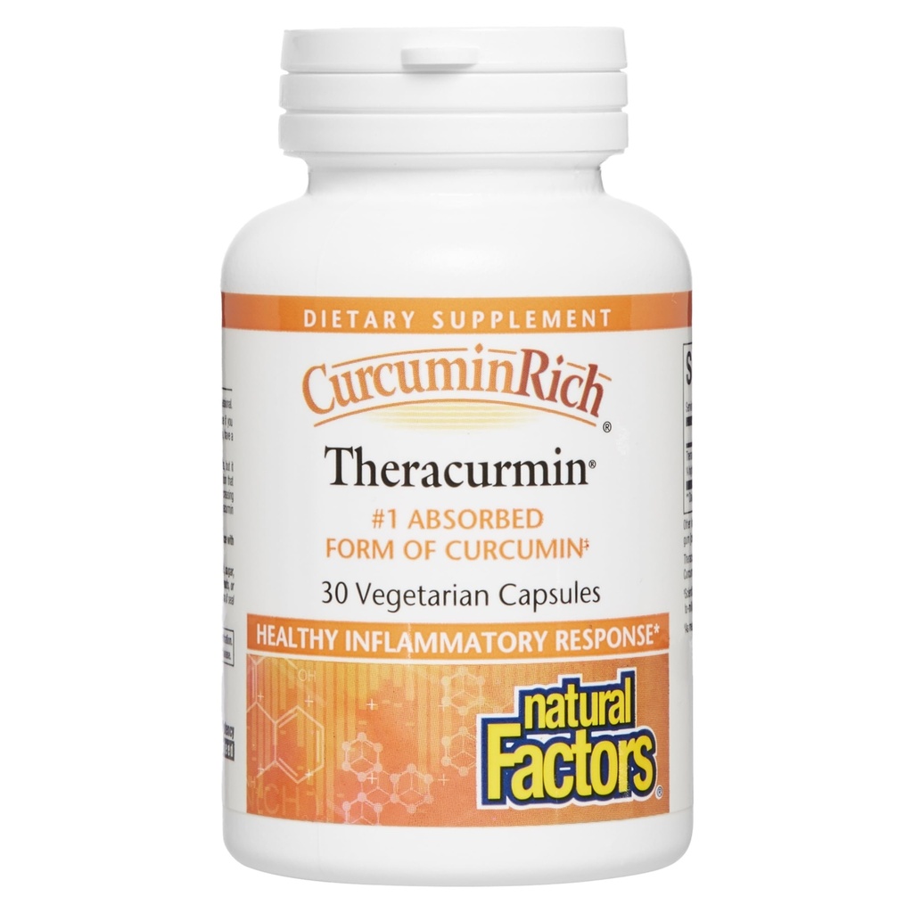 Factori naturali, CurcuminRich Theracurmin, 30 mg, Formulat pentru absorbţie superioară, 30 Conte (Pachet de 1)