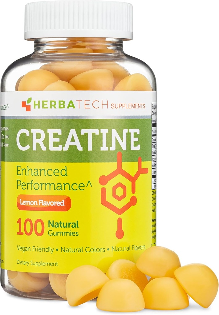 Creatin Monohidrat Gummie pentru bărbaţi şi femei (100 Conte, mari dimensiuni flacon, 5000 mg) Natural Mesteca dimensiunea vrac realizate în Statele Unite ale Americii