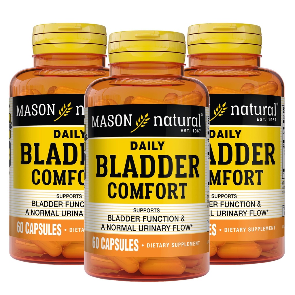 Mason Natural Daily Bladder Confort, 30,Day Supply, cu calciu, semințe de dovleac, și Germ de soia pentru a sprijini funcția normală a vezicii urinare, 60 capsule (Pachet de 3)