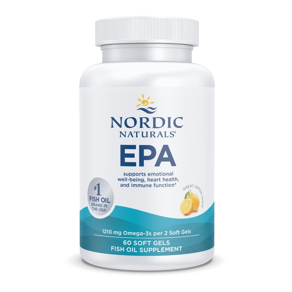 Nordic Naturals EPA Xtra, Lemon - 60 Soft Gels - 1640 mg Omega-3 - High-intensity EPA Formula pentru Mood pozitiv, Heart Health & Healthy Imunity - Non-GMO - 30 Servings