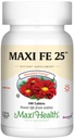 Maxi Health Suplimentul de fier pentru femei și bărbați - Fier blând 25 mg pentru stomac - Necontaminante * Pastile - Kosher - Non OMG - Vegetarian (100 comprimate)