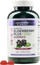 NatureWise Sambucus Elderberry Gummies - Suplimentul de sprijin imun pentru copii Vârsta 4+ & Adulți cu vitamina C, D3, Zinc - Elderberberries echivalent cu 3520mg - Vegan, Non-GMO - 180 Conte[90-zi de aprovizionare]