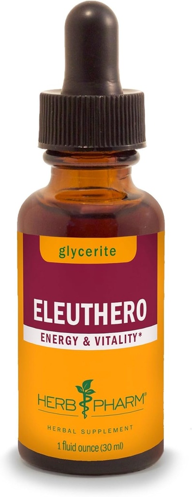 Herb Pharm Eleuthero Root Liquid Glicerit pentru energie și rezistență, Glicerit fără alcool, 1 Fl Oz