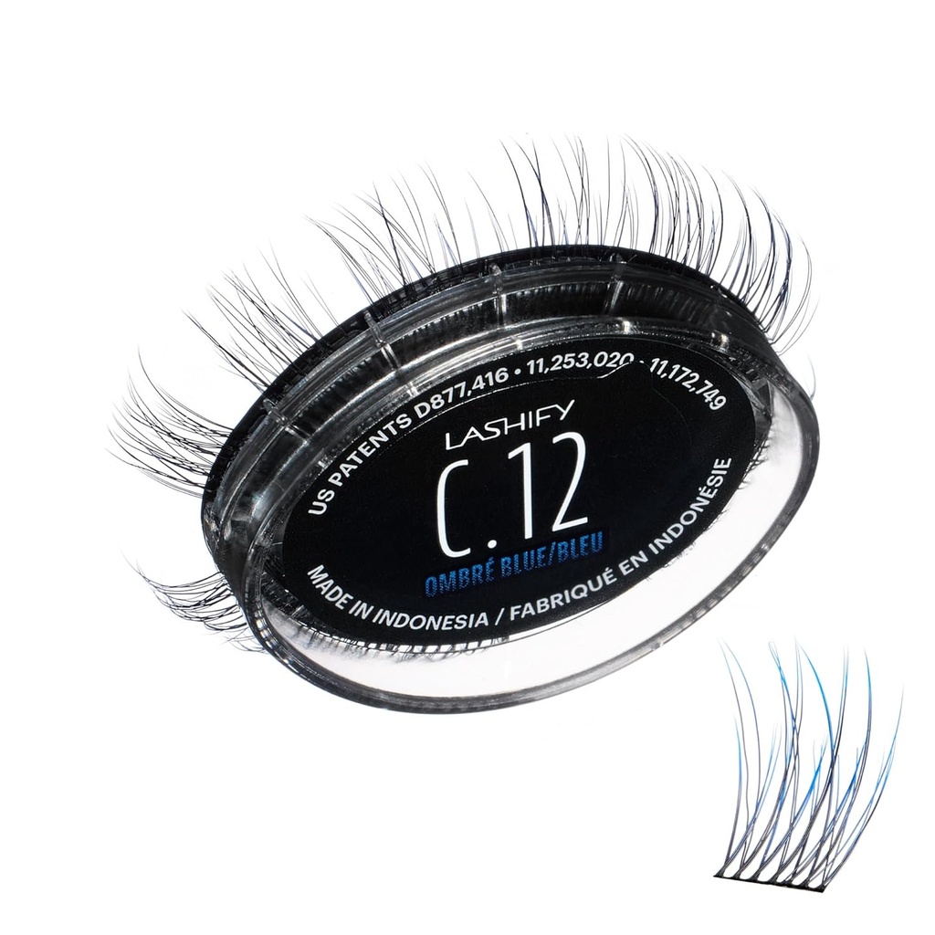 Lashify Curl 12mm Gossamer Extensii geană Refill în albastru ombre, Easy DIY Lashes false pentru un aspect natural