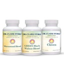 Dr Clark Store Intestine Support & Cleanse Kit - cu Freeze-Dry Green nuc Hulls, Wormwood, şi Cloves-Ajutoare menţine funcţia intestinală optimă - Capsule vegetariene