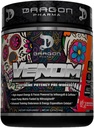 DRAGON PHARMA Venin Extreme Potență Pre-workout, Laser Sharp Focus + Energie, Performanță intensă, Ingrediente dovedite pentru Vasodilatație îmbunătățită și rezistentă (40 serviri, Mangonada)