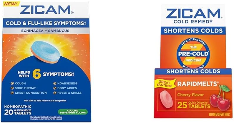 Zicam Rece & Flu Simptome 20 comprimate Rece Remediu de zinc Rapidmelts 25 Conte Homeopatic rece scurtare Bundles