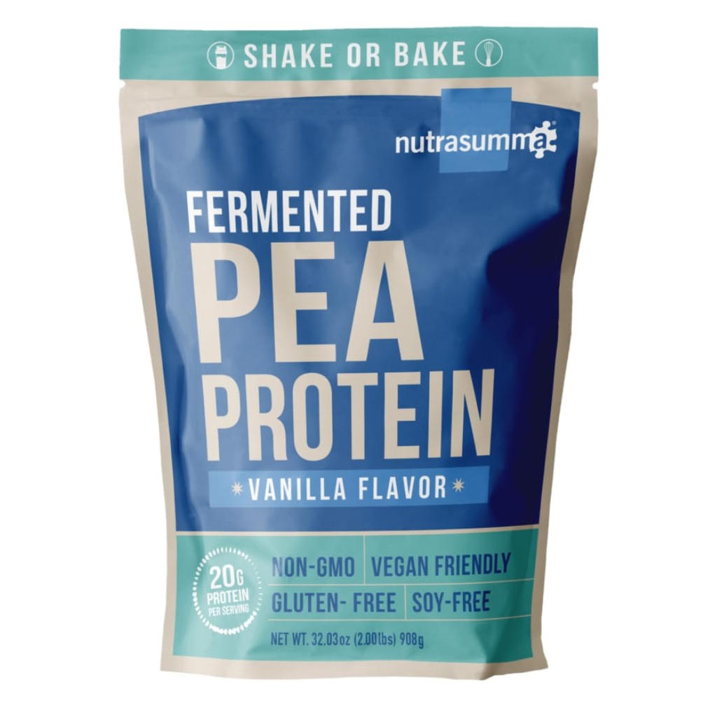 Nutrasumma Pea Proteine Powder, Vanilla Vegan Flavor, 100% Plant based, Nu Îndulcitori artificiali, Non-GMO, Gluten Free & Soy Free, 2 LB