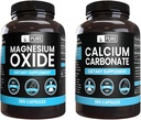 Ingrediente originale pure Carbonat de calciu și oxid de magneziu Bundle, 365 capsule Fiecare, fără file, Alwasy Pure