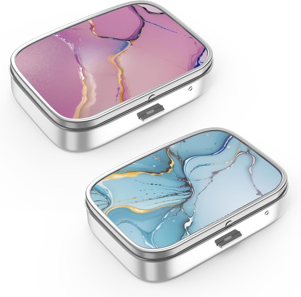 Cutie de pastile 2 Compartiment de mici pastile caz, Portabil pentru buzunar sau Pilula Purse Organizator Pilula Container titular pentru a deține vitamine, medicamente, ulei de pește și suplimente (2PCS)