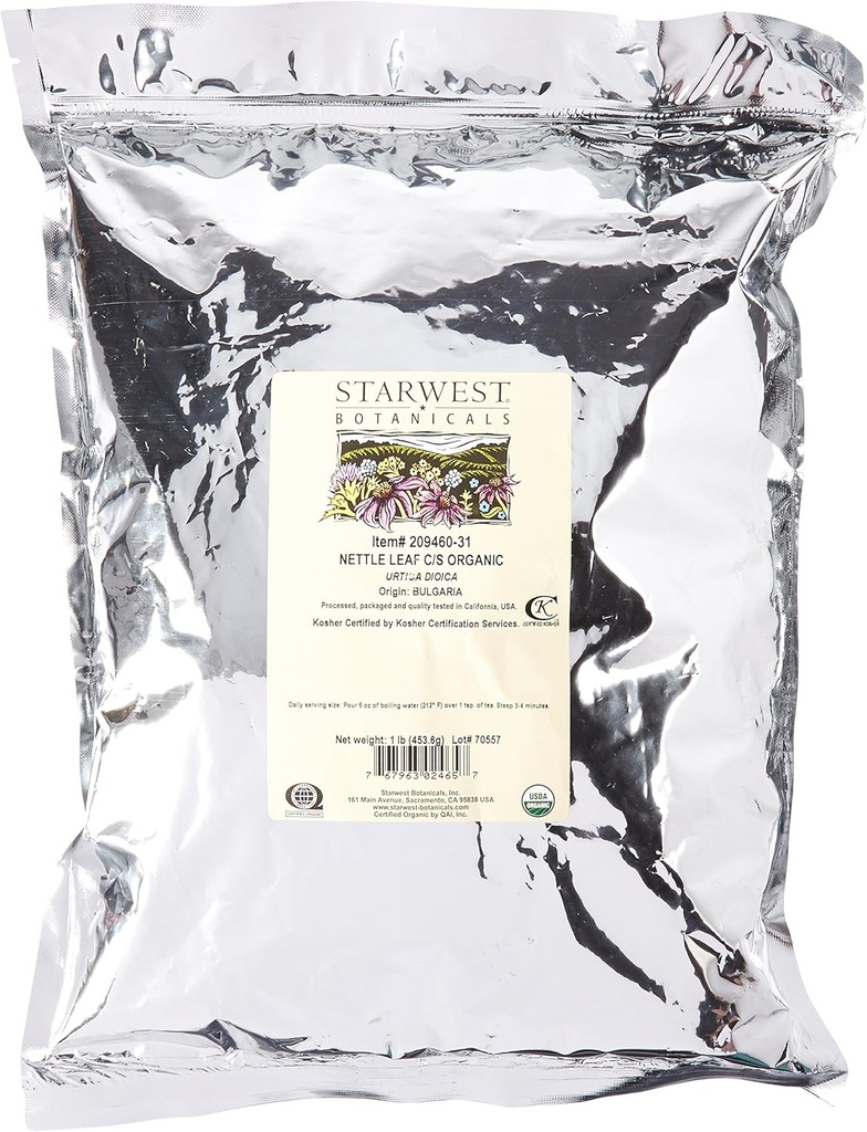 Starwest Botanics Organic Nettle Leaf Tea Loose Cut and Sifted, 1 Pound Bulk - 1 conta
