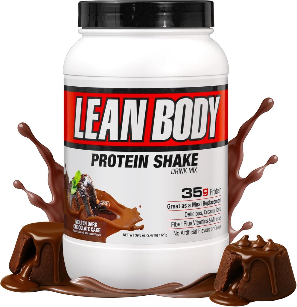 Labrada Lean Body Hi-Protein Masă de înlocuire Shake, Molten Dark Ciocolată pachet tort mai