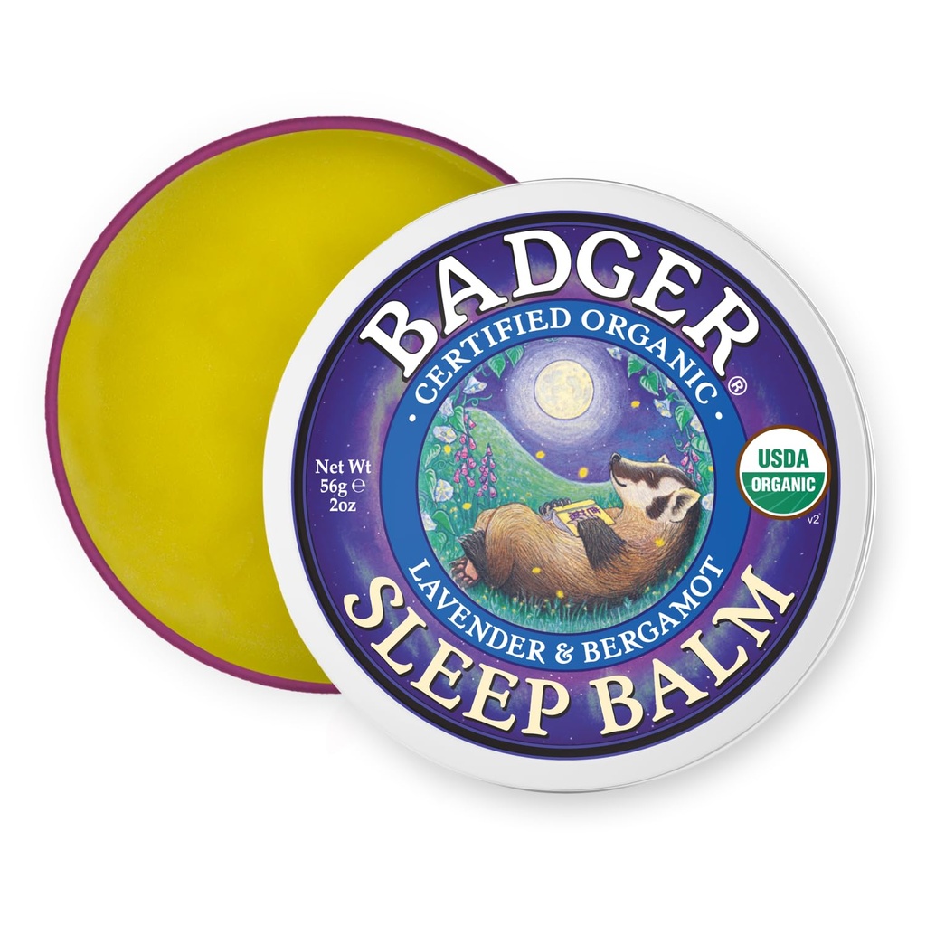 Badger - Balsam de somn natural, Lavander & Bergamot, Balsam relaxant si calmant pentru copii si adulti, 2 oz