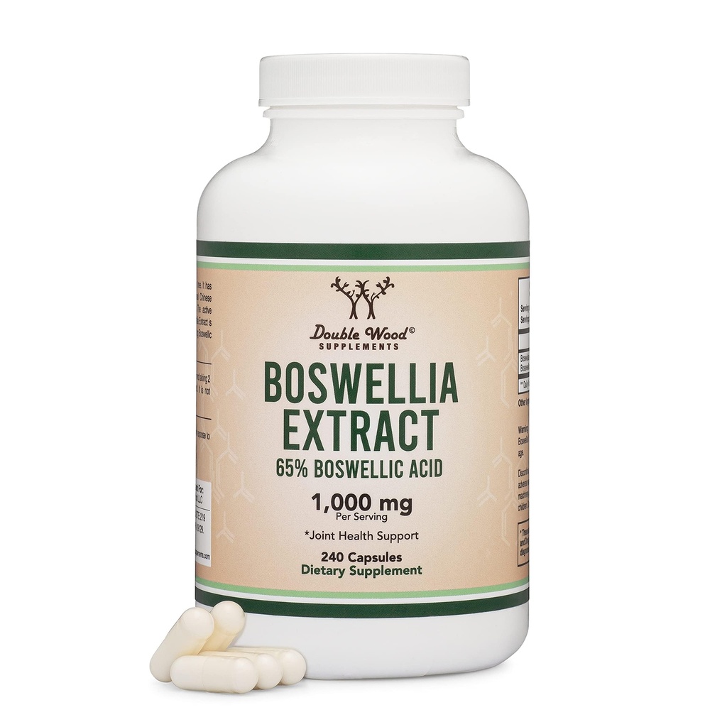 Boswellia Serrata - 240 capsule (Max Putere 1000 mg de 65% Acid Boswellic Extract capsule Boswellia (Suplement de sprijin comun pentru sănătatea comună) Partea terță testat de lemn dublu