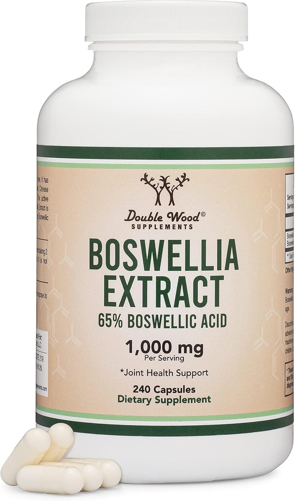 Boswellia Serrata - 240 capsule (Max Putere 1000 mg de 65% Acid Boswellic Extract capsule Boswellia (Suplement de sprijin comun pentru sănătatea comună) Partea terță testat de lemn dublu