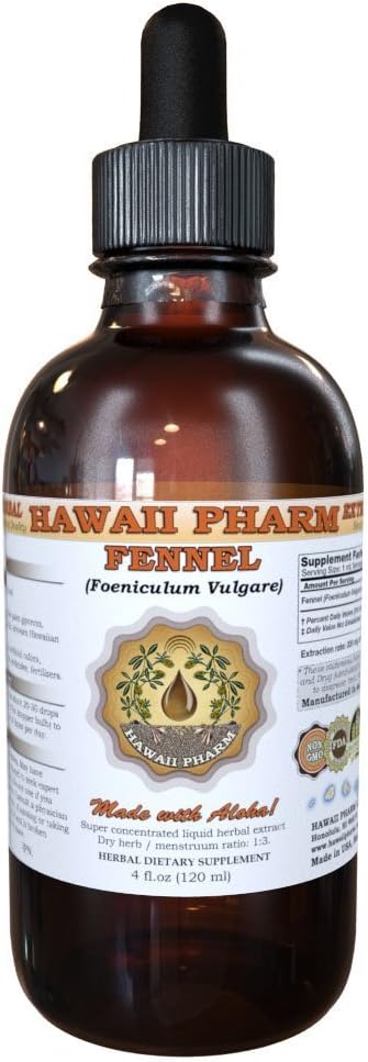 Hawaii Pharm Fennel Extract lichid, Fennel (Foeniculum Vulgare) Seed Powder Tincture Supliment 2 oz