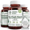 Natural Nutra No Flush Niacin, Suplimentul vitamina B3, ajută la îmbunătățirea sănătății cardiovasculare, ajută la îmbunătățirea texturii pielii, promovează o mai bună funcție a creierului, ajută la stimularea nivelului de energie 525 mg, 100 capsule