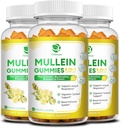 (3 Pack) 9 în 1 Mullein Gummies pentru Lung Cleanse & Detox, Extra Putere Mullein Leaf Extract w/Quercetin, Bromelain, Elderberry & Marshmallow pentru respiratorii, Immune & Digestive, Vegan,180 Count