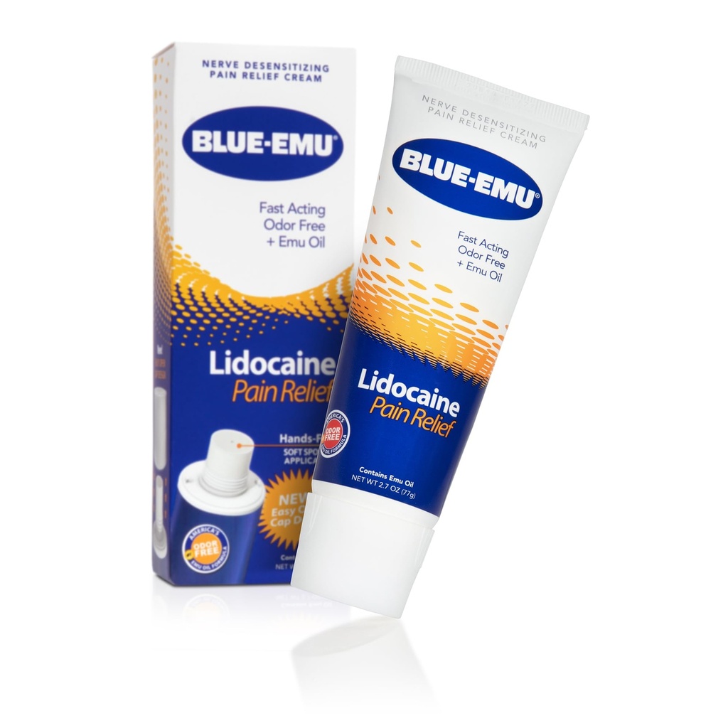 Albastru-EMU Lidocaină Pain Relief Cream for Rapid, Numbing Relief, 2.7 Oz, 1 Pack