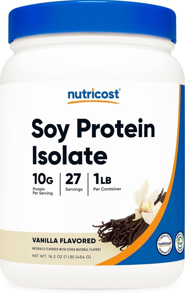 Nutricost Soy Proteine Izolate Pulbere, 1 LB Vanilie - 10 grame de proteine per servire, Vegan, OMG- gratuit & Gluten