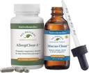 Remedii native Clear Sinus & Throat ComboPack - Homeopatic natural Mucus-Clear pentru Phlegm și congestie și Suplimentul Herbal AllergiClear-S pentru sănătatea respiratorie și funcție