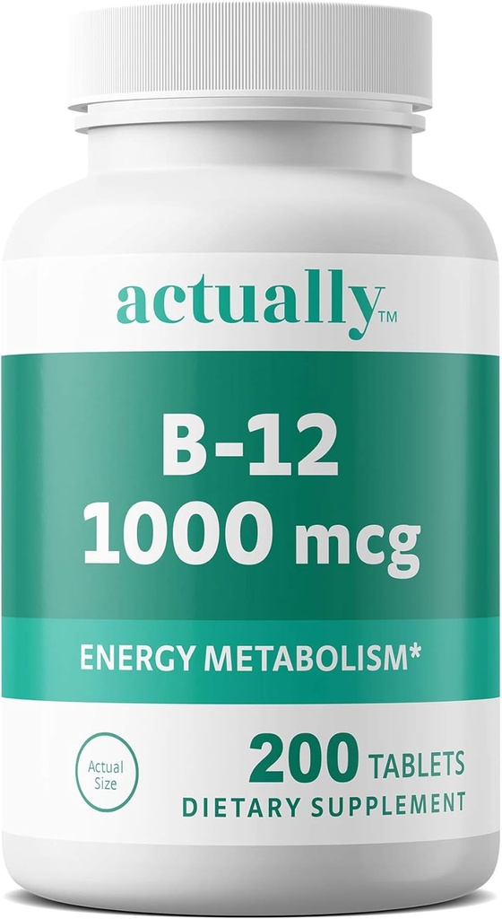 De fapt vitamina B12 1000mcg Tablete 200ct Energie Metabolism pentru adulți, 200Day Supply, 200 Conte