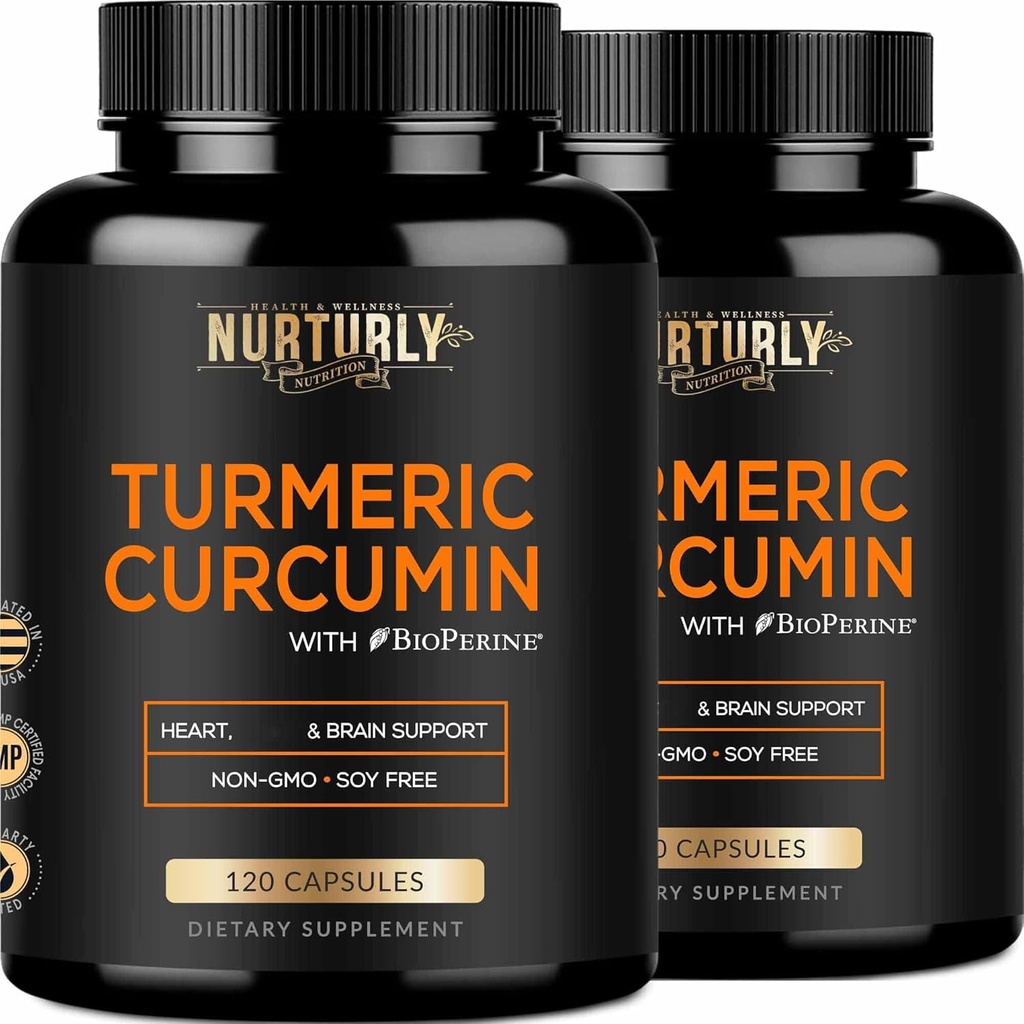 Curcumina turmerica cu piper negru BioPerine si 95% curcuminoide - Suplimente Turmerice de mare absorbtie 1300mg pentru sanatate de vatra - non-GMO, Gluten gratuit - 240 capsule